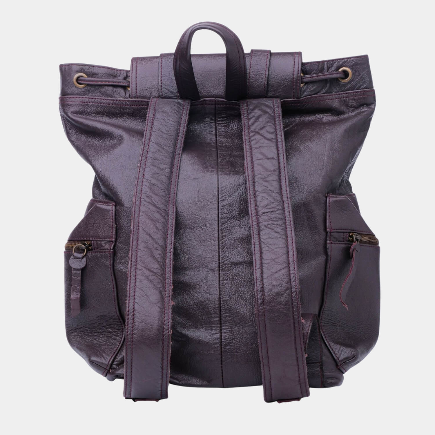 Chestnut Leather Backpack Travel Laptop Office Bag Back