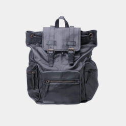 Granite Black Leather Travel Backpack