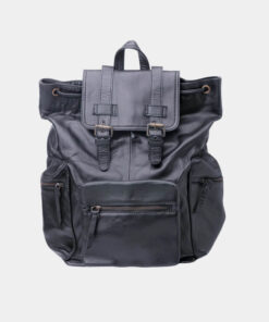 Granite Black Leather Travel Backpack