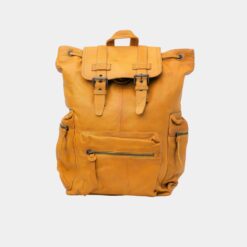 Mustard Yellow Leather Backpack Travel Laptop Office Bag
