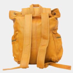 Mustard Yellow Leather Backpack Travel Laptop Office Bag Back