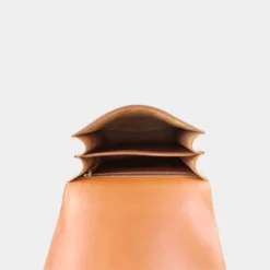 Buckle Style Tan Leather Messenger Bag Inner Detail
