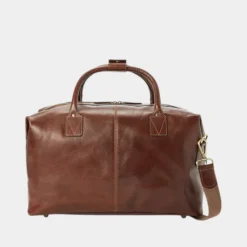 Classy Brown Leather Duffle Bag Front