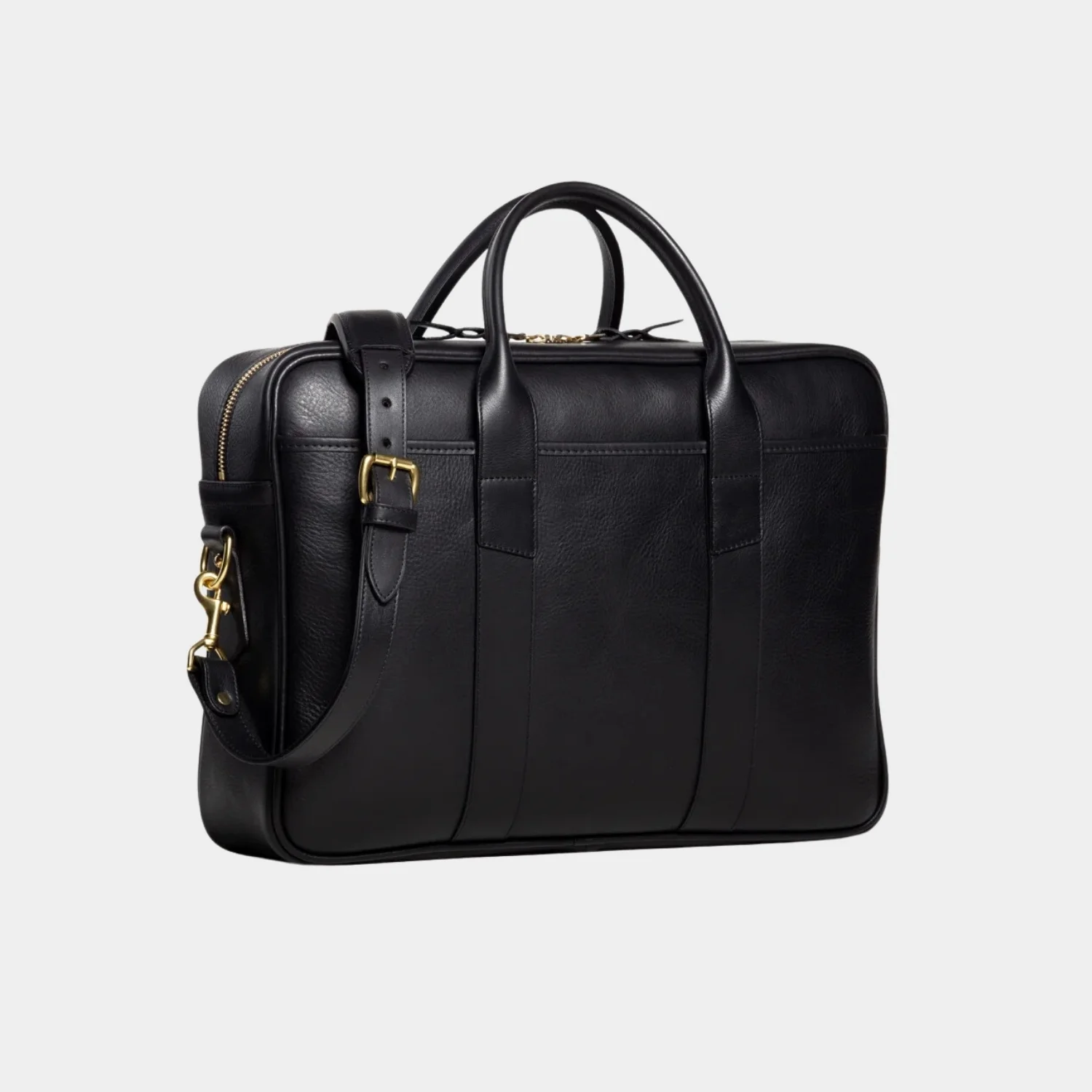 Commuter Black Leather Briefcase Side Pose
