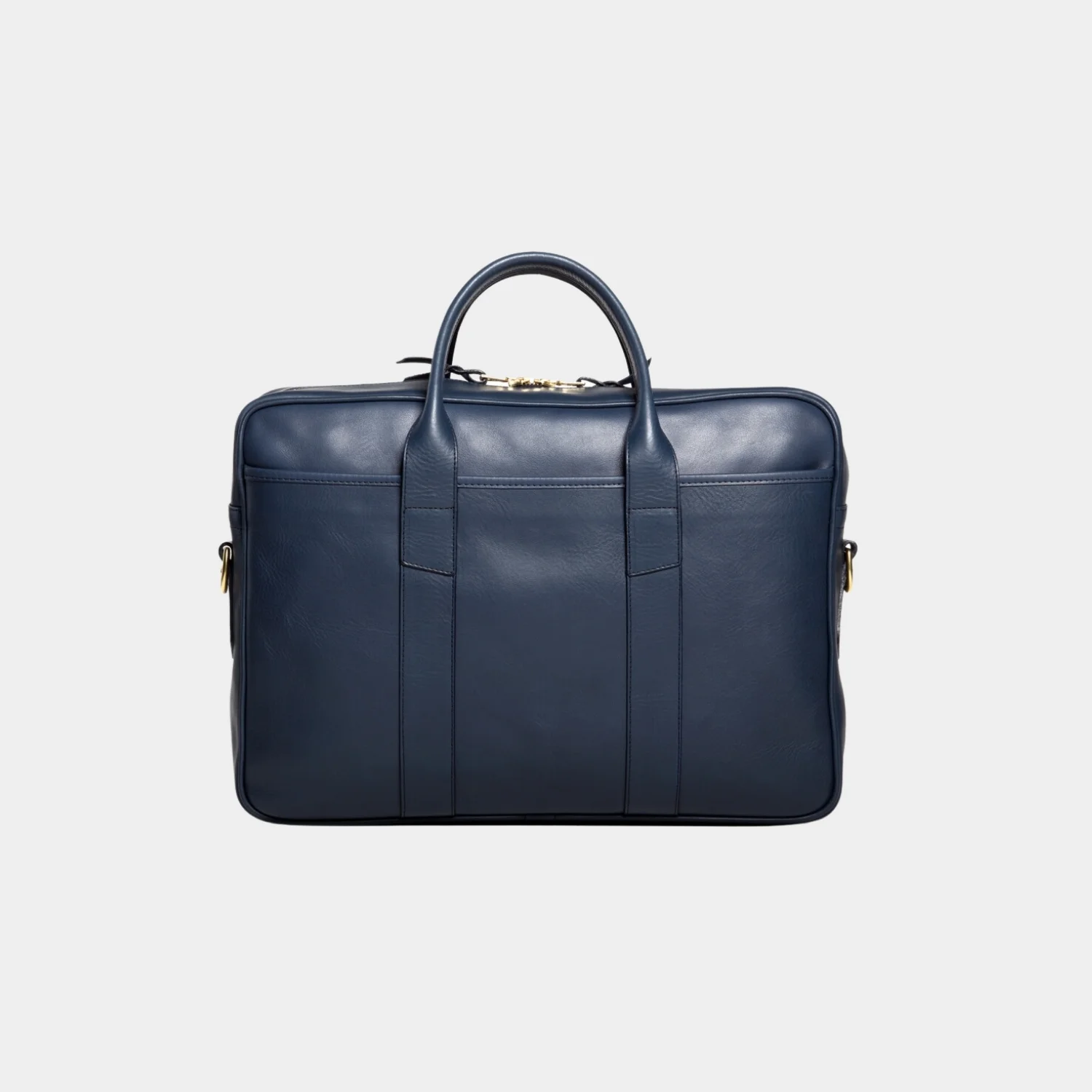 Commuter Blue Leather Briefcase Side Pose