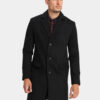 Mens Classic Black Wool Trench Coat