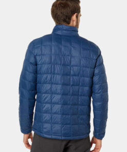 Mens Classic Blue Quilted Puffer Jacket Back