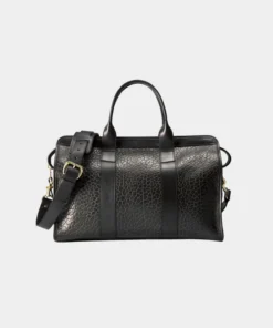 SMALL Black Leather TRAVEL DUFFLE Bag