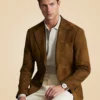 Mens Classic Brown Suede Leather Blazer