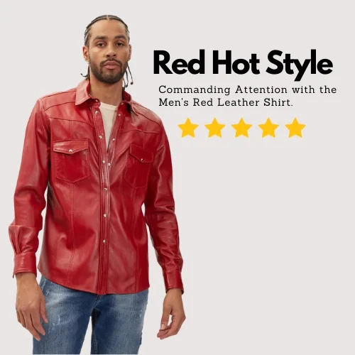 Mens Lambskin Red Leather Button Down Shirt styling tips