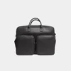 Premium Black Leather Large Laptop Briefcase Bag
