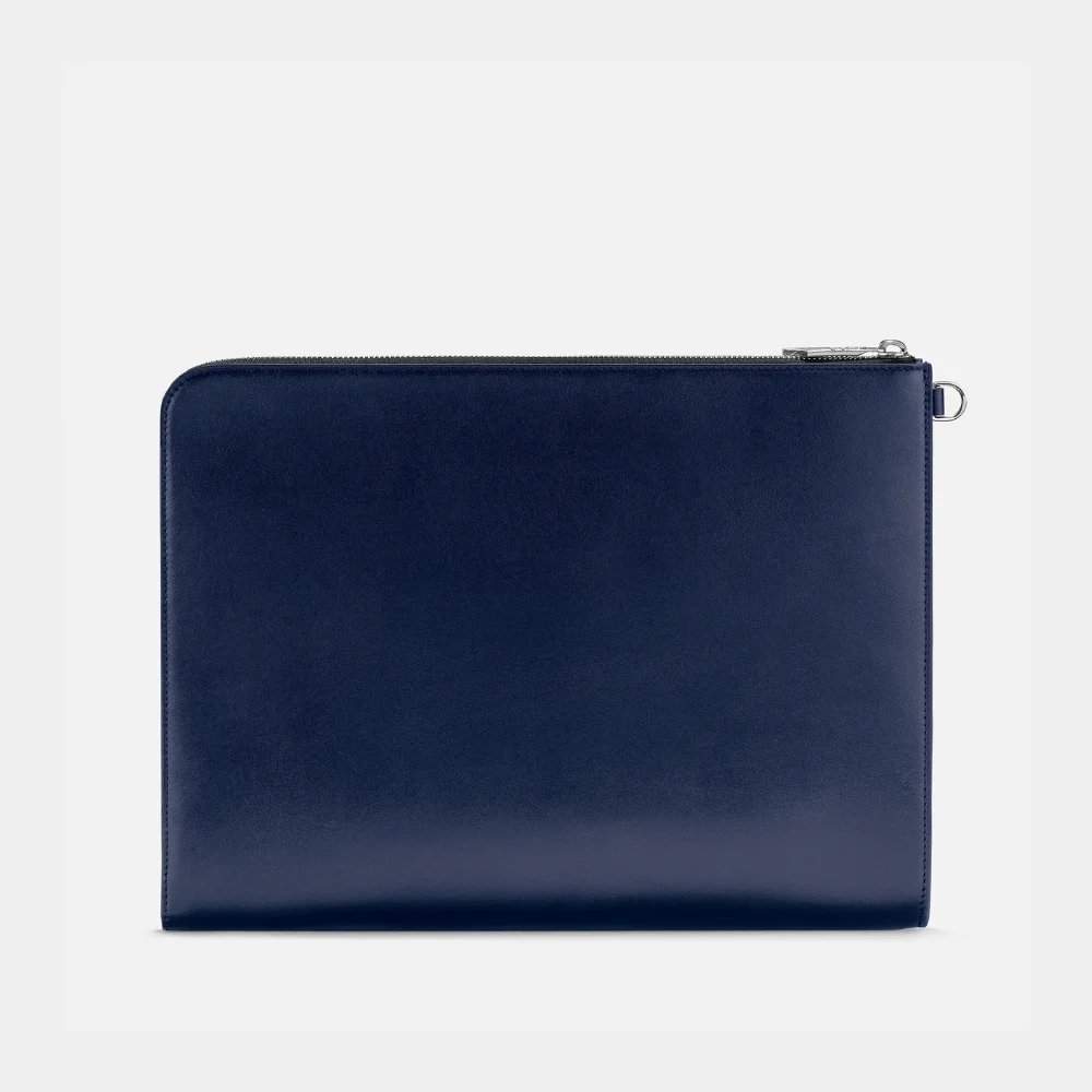 Premium Blue Leather Portfolio Bag Back Image