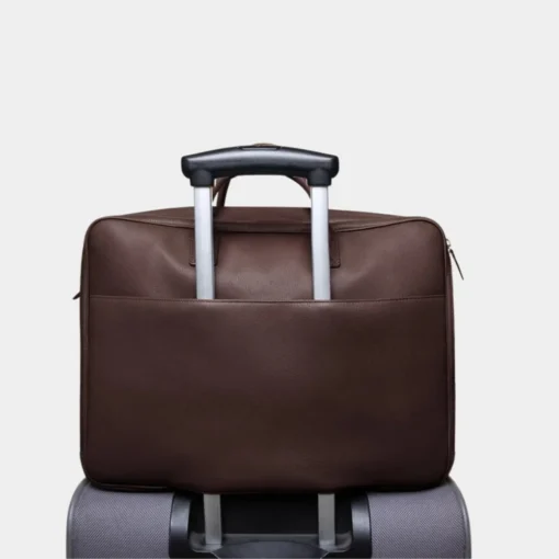 Premium Brown Leather Large Laptop Briefcase Bag Front Image
