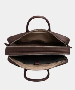 Premium Brown Leather Large Laptop Briefcase Bag Inner Detail