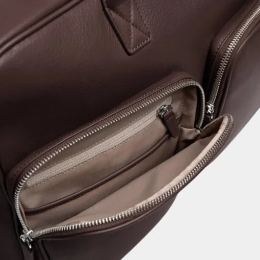 Premium Brown Leather Large Laptop Briefcase Bag Other Pocket Detail