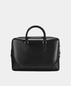 Stylish Black Leather Laptop Briefcase Bag