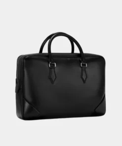 Stylish Black Leather Laptop Briefcase Bag Side Image