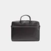 Stylish Slim Black Leather Laptop Briefcase Bag