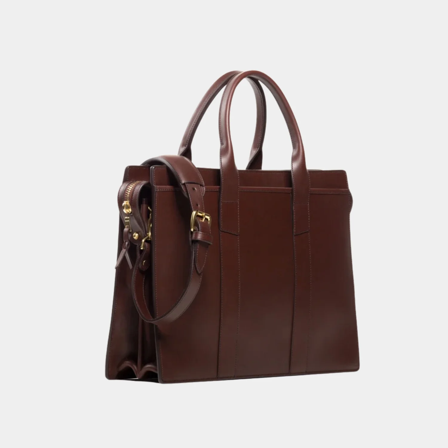 American Style Classy Chocolate Bown Leather Laptop Briefcase Bag Side Detail