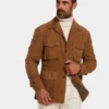 Shop Mens Classic Dark Brown Suede Leather Coat