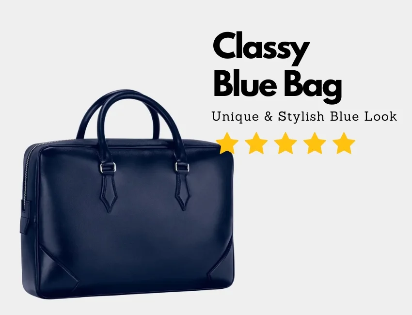 Buy Classy Blue Leather 17 inches Laptop Briefcase Bag For Professional Style