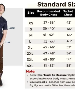 Mens Leather Wear Brand Size Chart