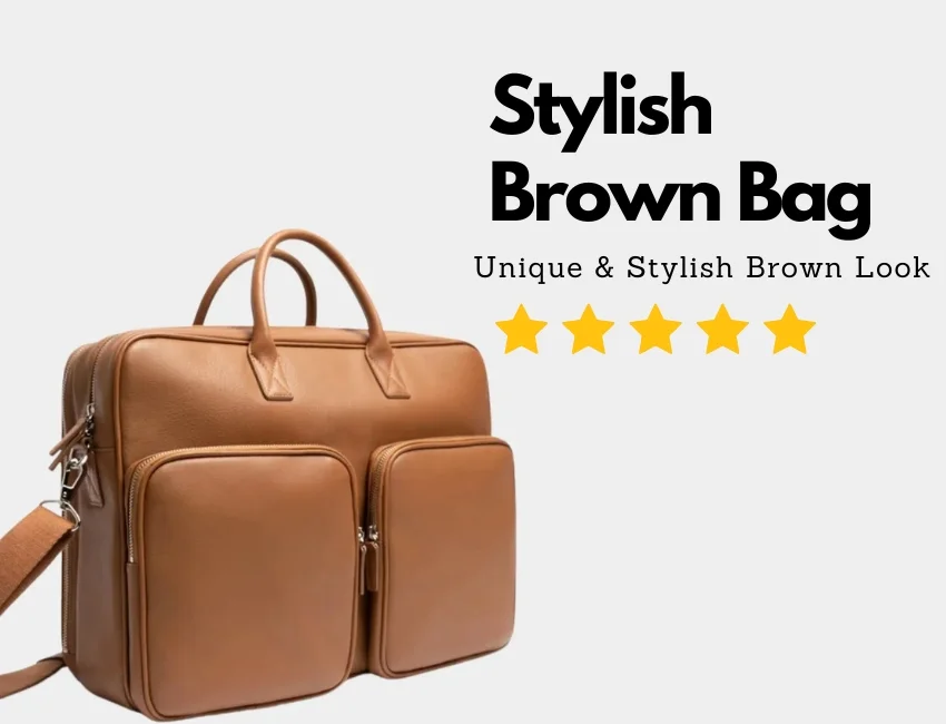 Premium Cognac Brown Leather Large Laptop Briefcase Bag