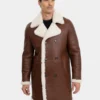 Shop Mens Stylish Dark Brown Leather Sheepskin Shearling Coat