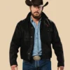 Cole Hauser Yellowstone Rip Wheeler Black Cotton or Suede Jacket