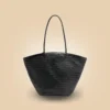 Shop Classy Handmade Black Leather Woven Tote Bag For Women
