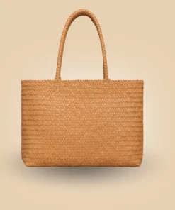 Shop Classy Handmade Tan Brown Leather Woven Tote Bag For Women