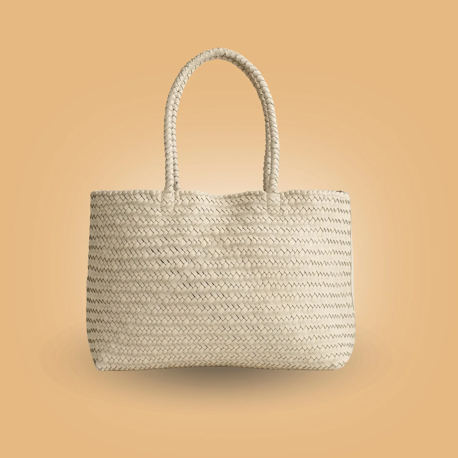 Shop Classy Handmade White Leather Woven Tote Bag For Women