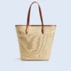 Shop Stylish Handmade Beige Brown Leather Woven Tote Bag For Women