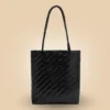 Shop Stylish Handmade Black Leather Woven Tote Handbag For Women