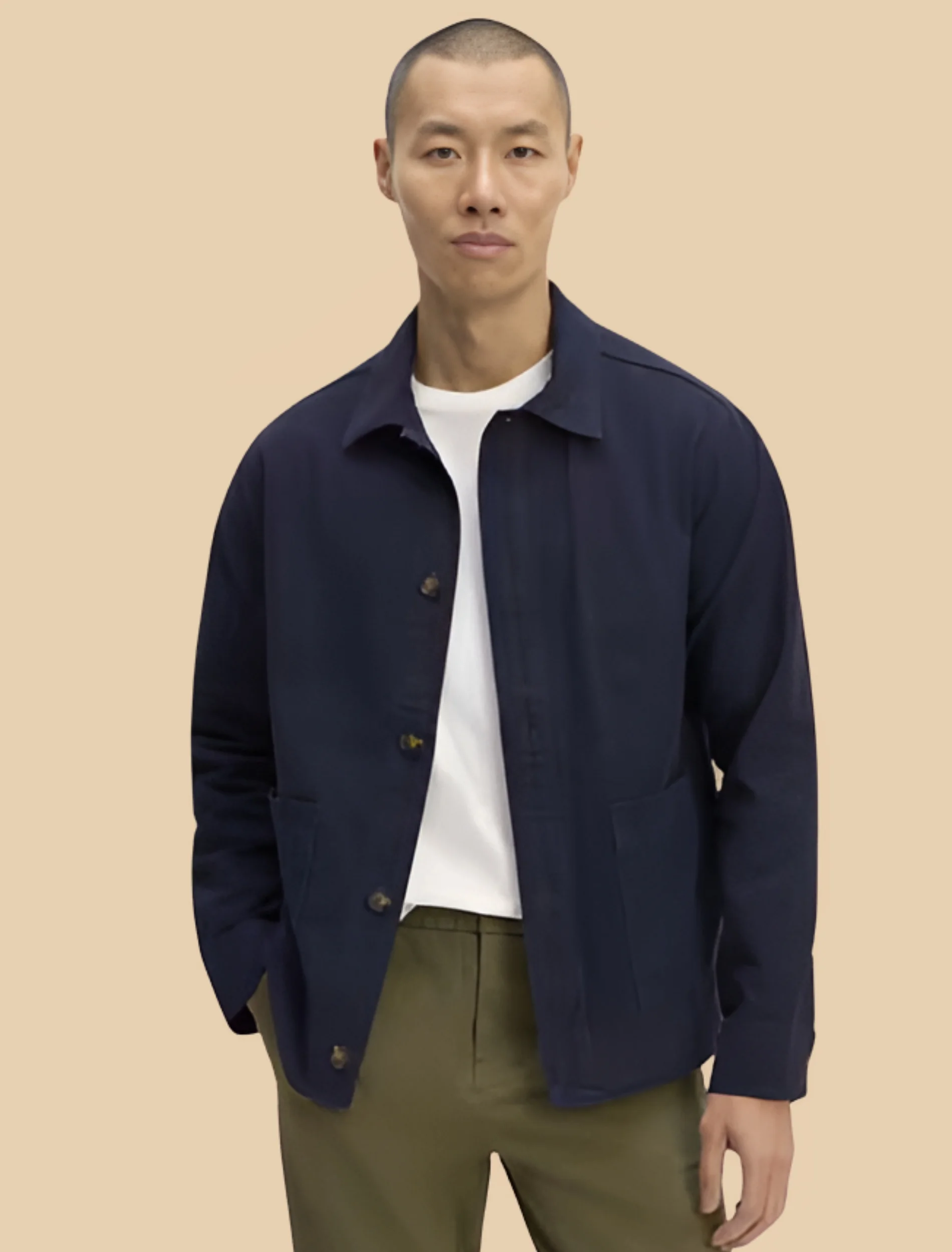 Mens Classic Navy Blue Organic Cotton Chore Jacket