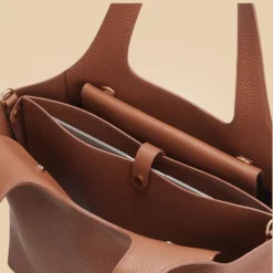 Stylish Handmade Camel Brown Leather Tote bag Inner