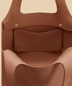 Stylish Handmade Camel Brown Leather Tote bag Inner Detail Image