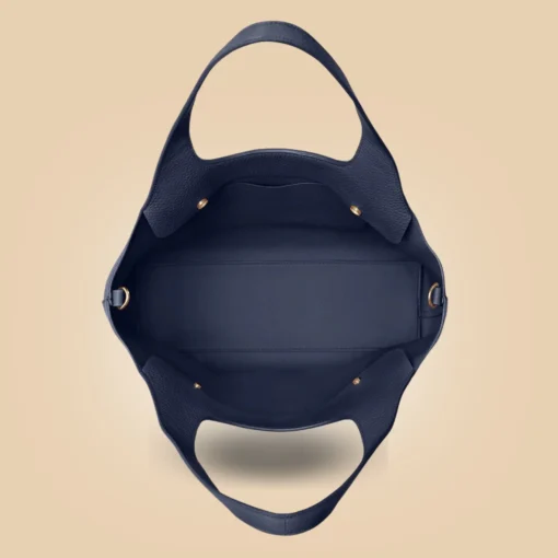 Stylish Handmade Navy Blue Leather Tote bag Detail image