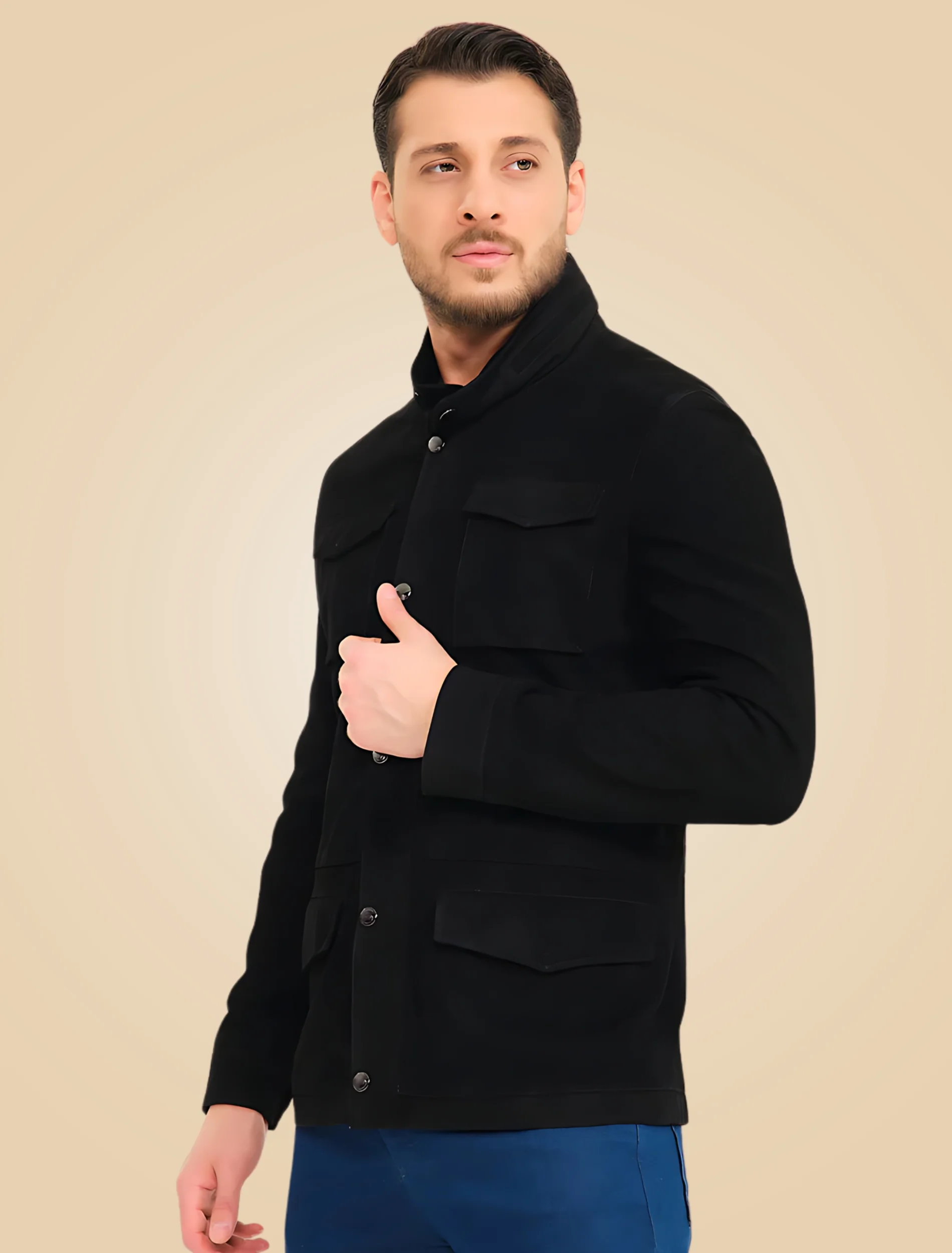 Mens Classic Black Suede Leather Jacket
