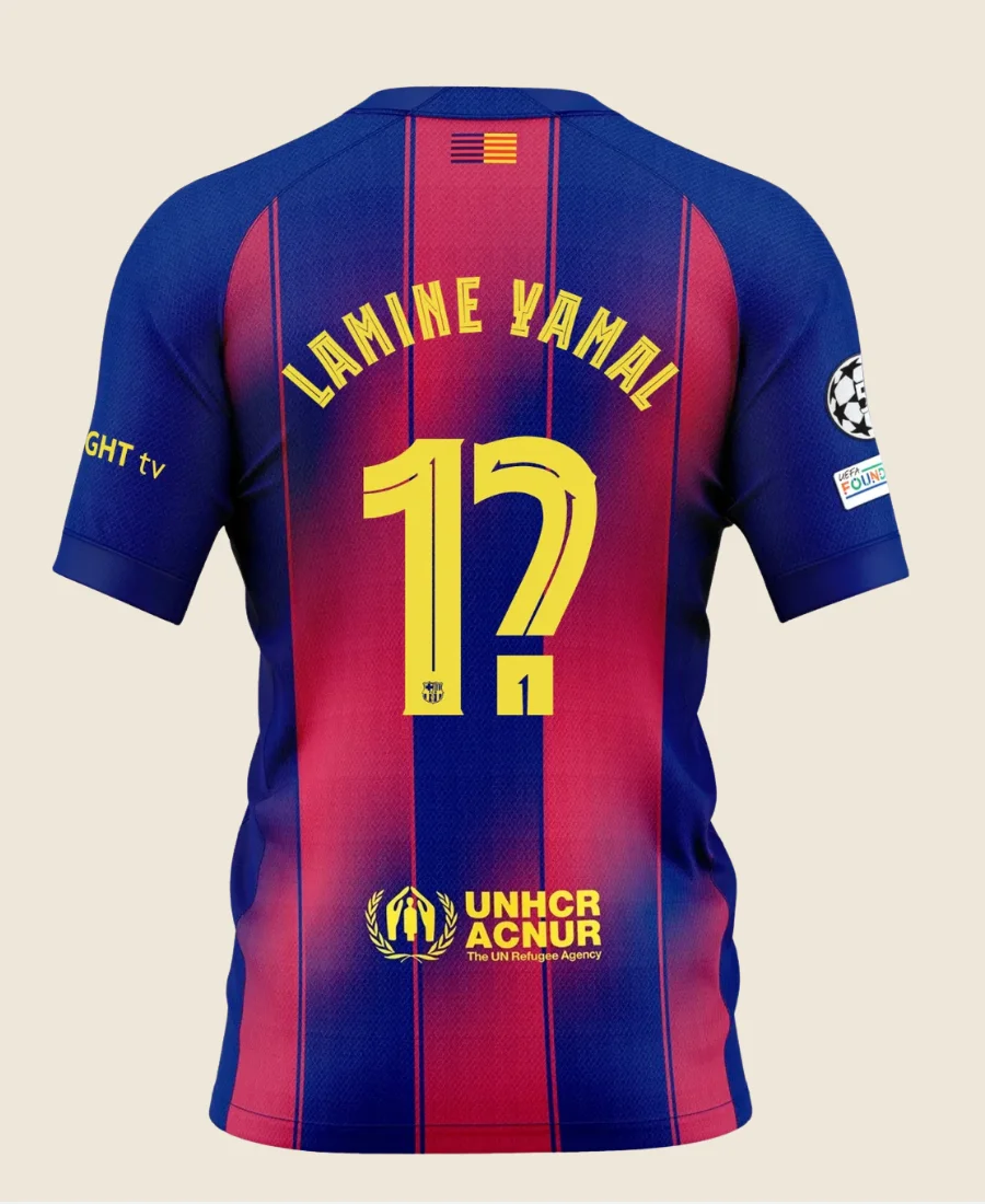 25_26 Lamine Yamal Barcelona Jersey Back Image