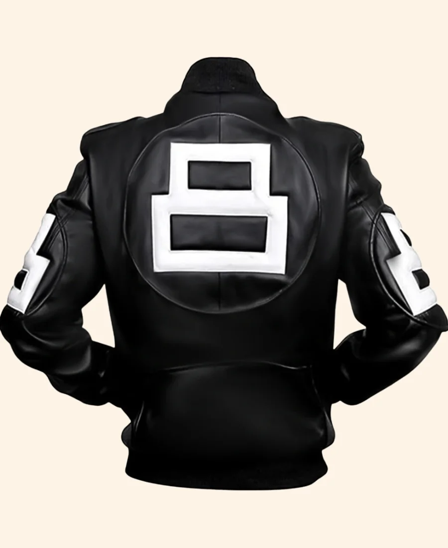 8 Ball Leather Bomber Jacket Style 01 Back Image