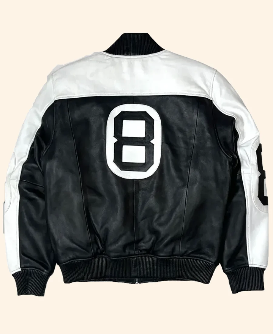 8 Ball Leather Bomber Jacket Style 02 Back Image (2)