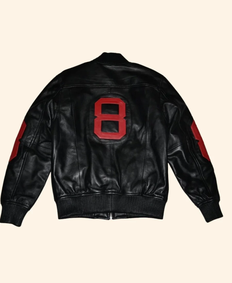 8 Ball Leather Bomber Jacket Style 02 Back Image