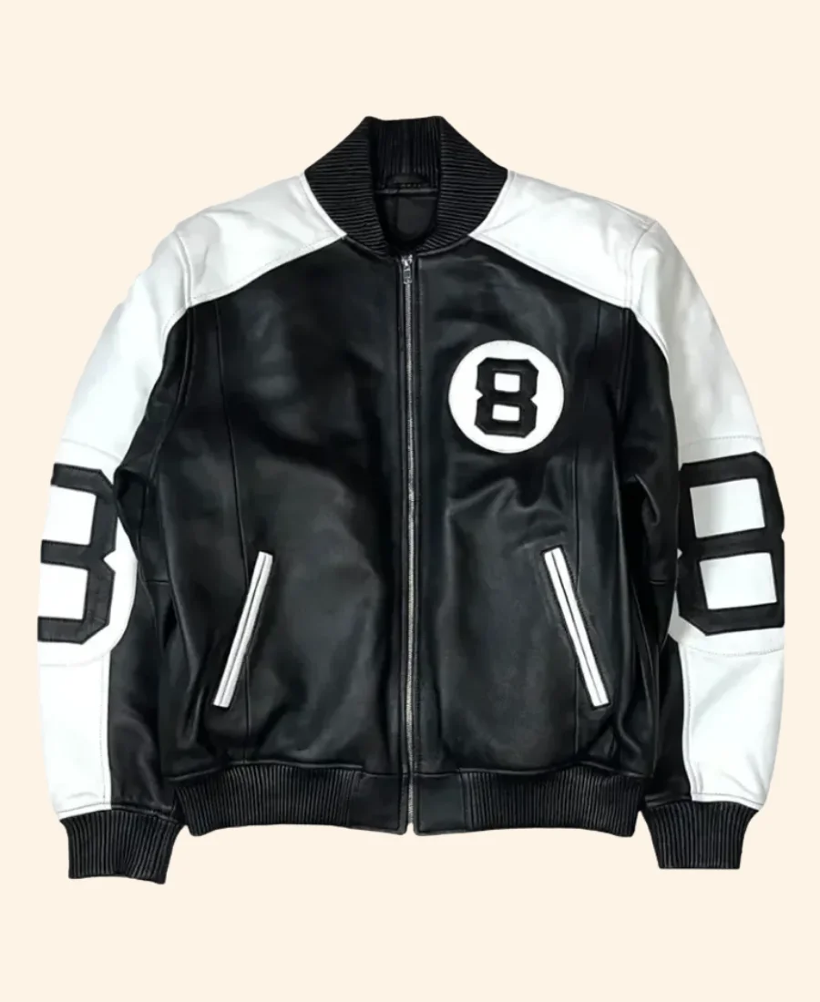 8 Ball Leather Bomber Jacket Style o3 Front Image