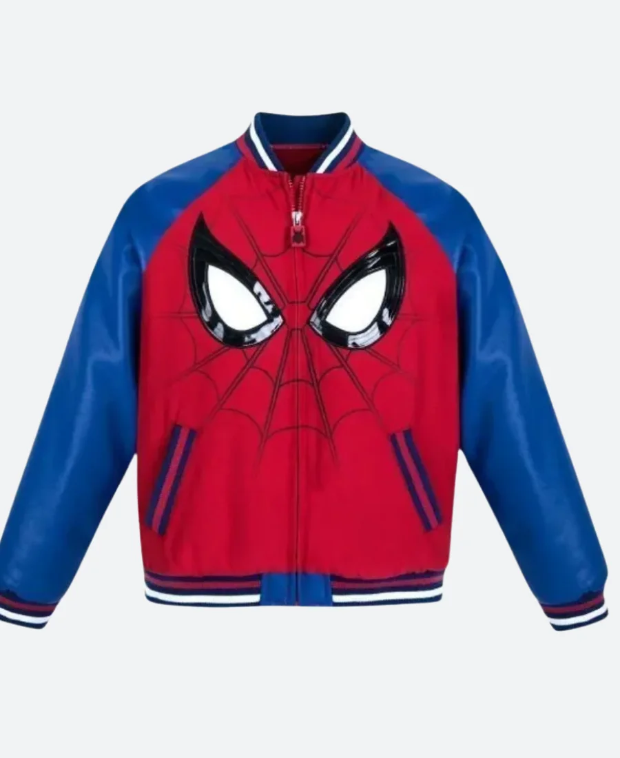 90s Spiderman Leather Varsity Jacket