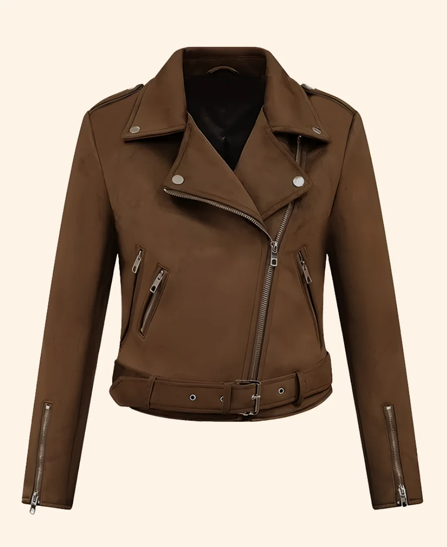A Cherry Pie Christmas Emma Parker Suede Leather Jacket Front Image