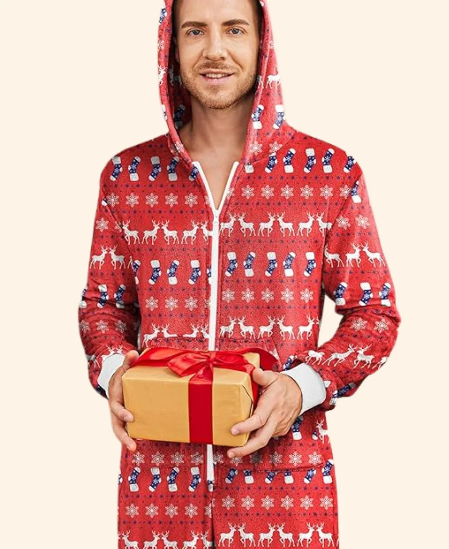 A Christmas Less Traveled Greyson Christmas Jumpsuit Close Up Image