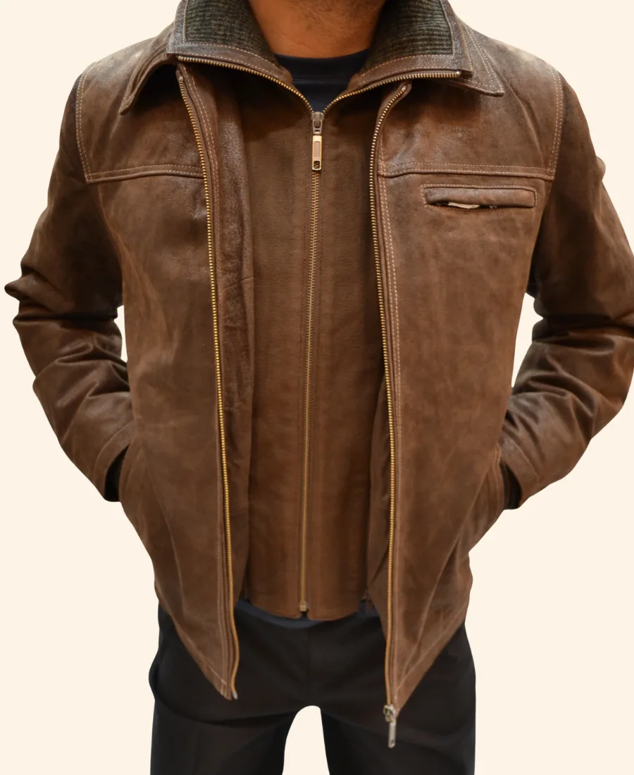 A Royal Montana Christmas Huntley Leather Jacket Front Image