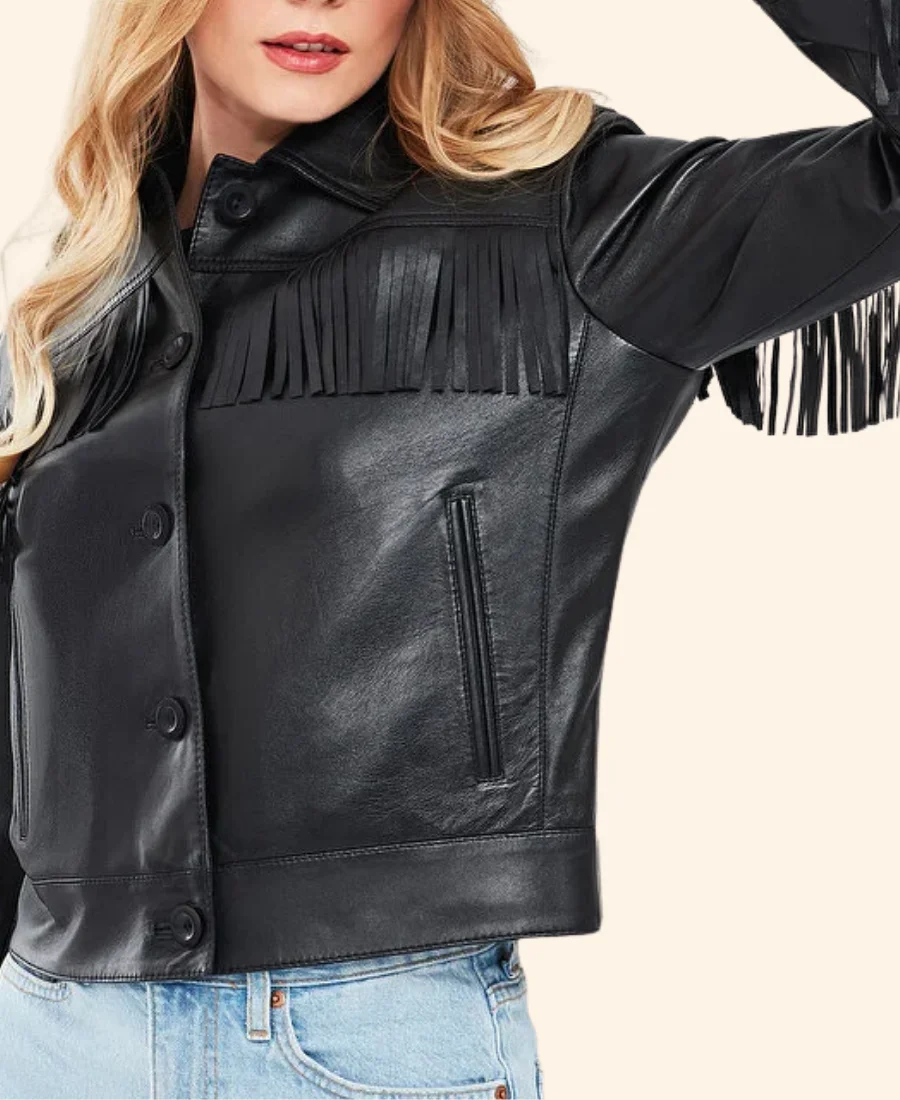 A Royal Montana Christmas Princess Victoria of Zelarnia Leather Jacket Close Image