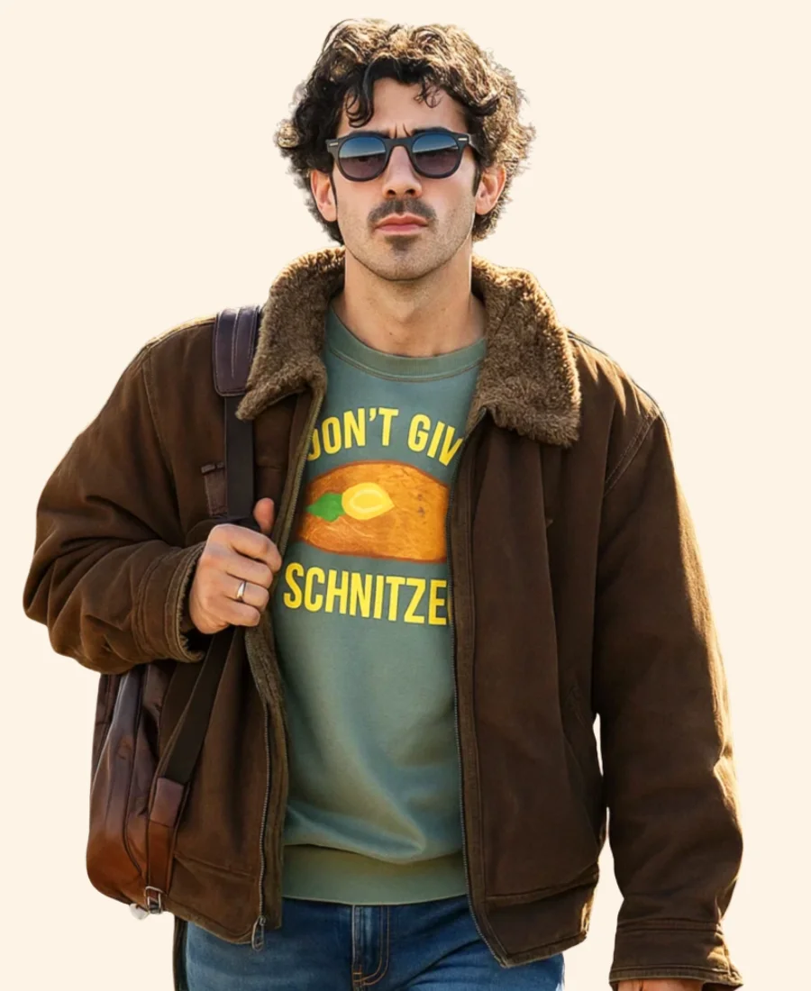 A Very Jonas Christmas Joe Jonas Suede Leather Jacket Front Image